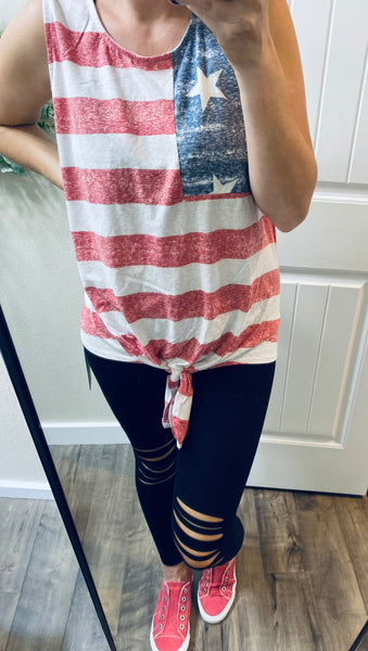 Stars and Stripes Front Tie Tank