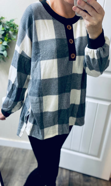 Plaid Button Long Sleeve