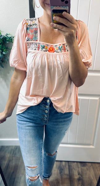 Preorder Pink Embroidered Top