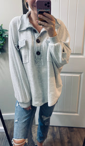 Grey Button Pullover
