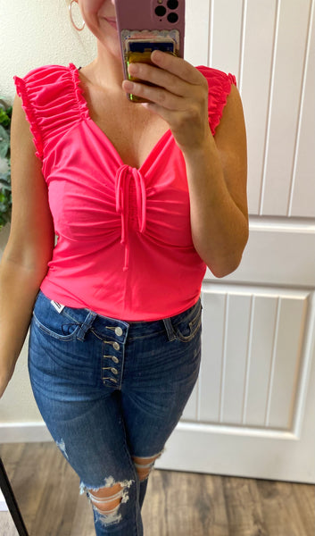 Hot Pink On/Off Sleeve Crop Top