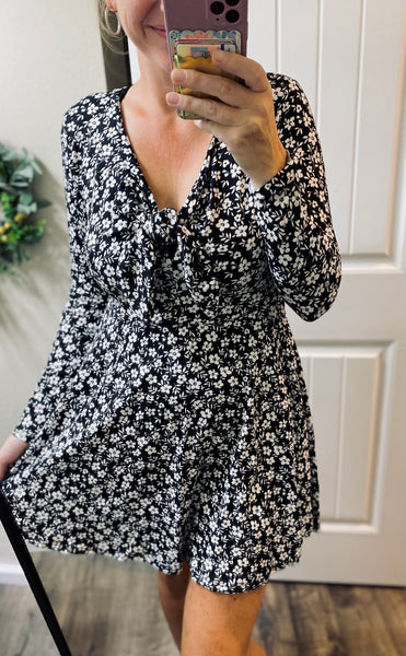 Black Floral Skort Dress