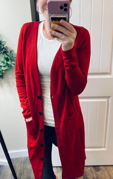 Long Button Cardigan