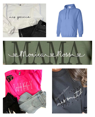 Preorder Custom Embroidered Name Crewneck Sweatshirts