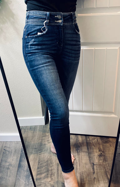 Kancan Darkwash Double-button Skinny Denim