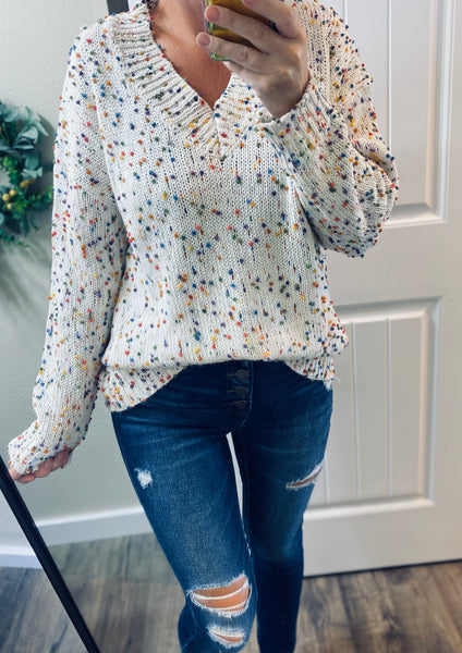 Confetti Dot V-neck Sweaters