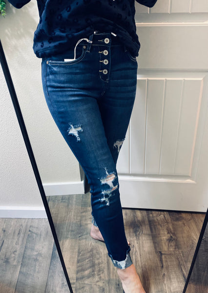 Buttonfly Kancan Distressed Denim