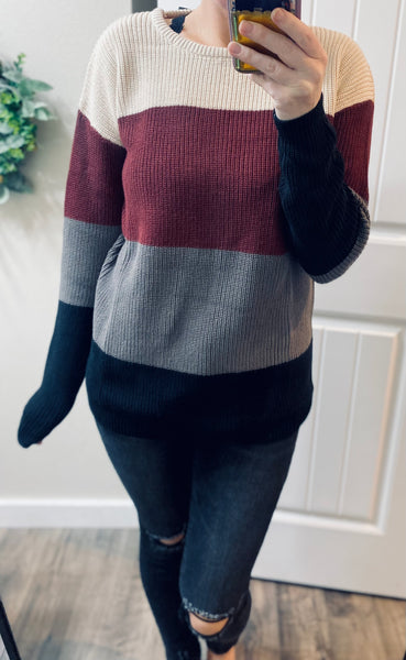 Ampersand Ave Colorblock Wine Sweater