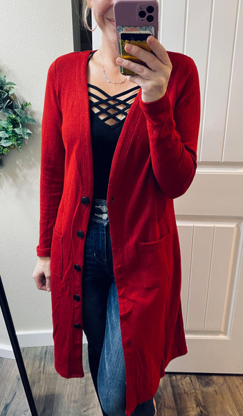 Long Button Cardigan