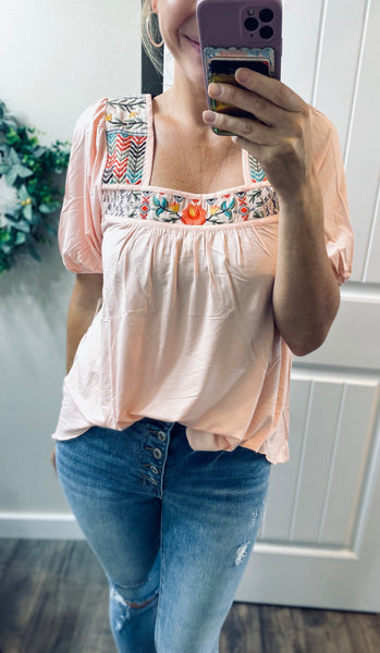 Preorder Pink Embroidered Top