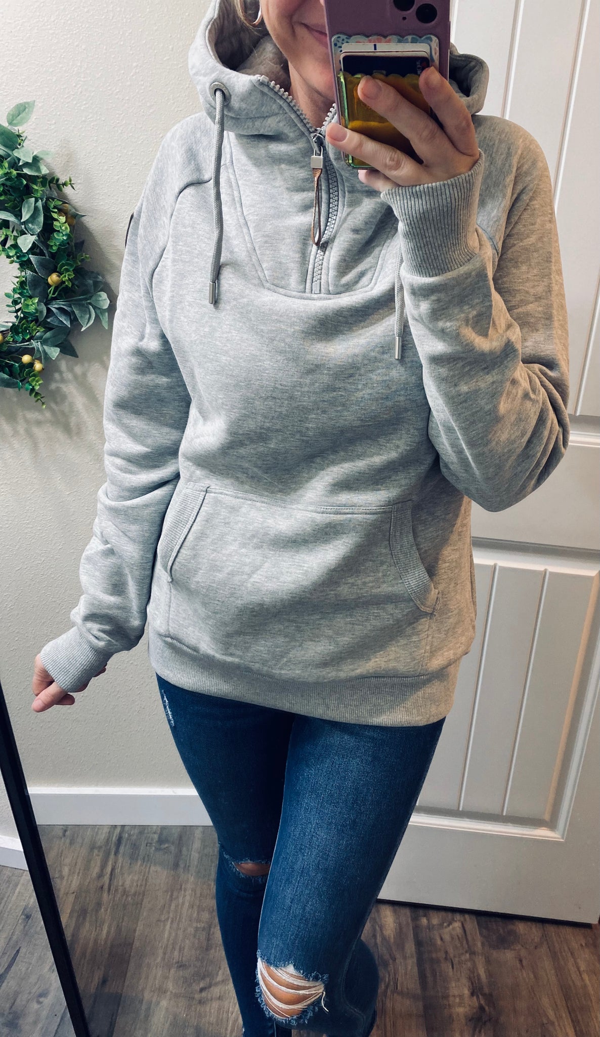 Preorder Heathered Gray 1/4 Zip Wanakome Hoodie