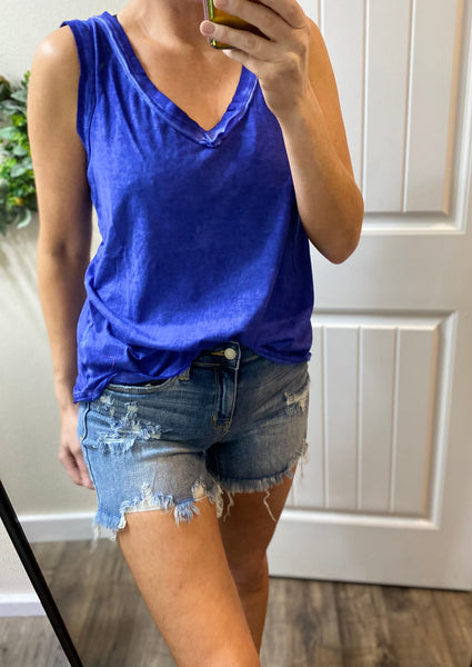 Raw Hem Sleeveless Top