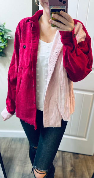 Hold My Hand Pink Colorblock Shacket
