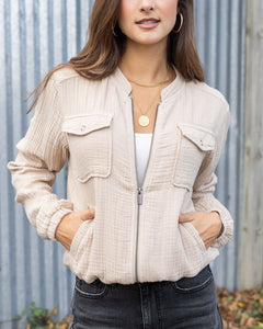 Gauze Bomber Jacket