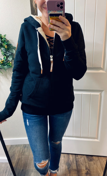 Black Faux Fur Lined Wanakome Hoodie