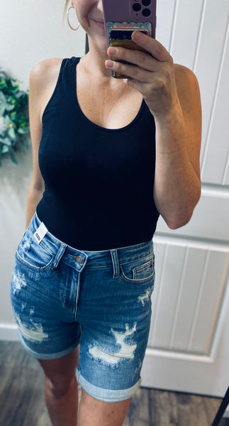 Judy Blue Mid Length Distressed Shorts