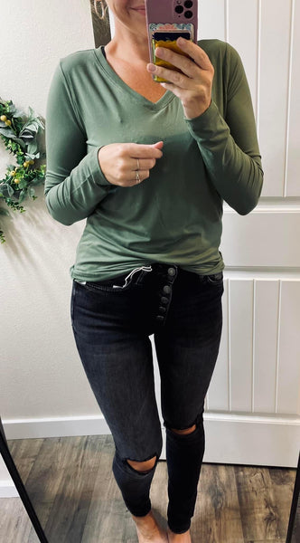 Buttery Soft V-Neck Long Sleeve