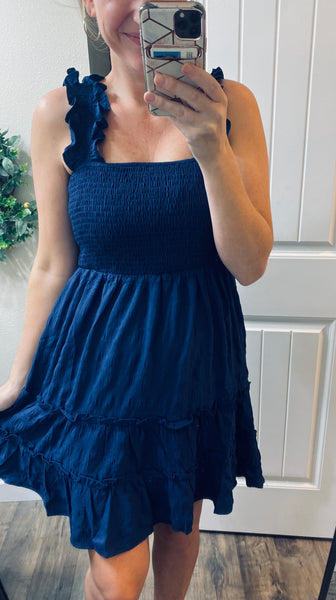 Navy Ruffle Dress