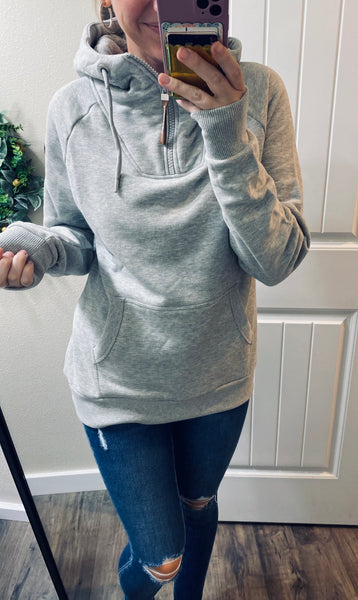 Preorder Heathered Gray 1/4 Zip Wanakome Hoodie