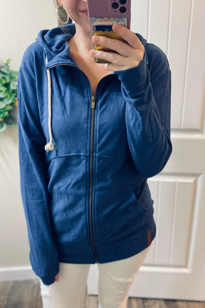 Navy Full Zip Ampersand Ave. Hoodie