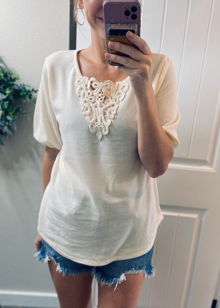 Crochet Lace Short Sleeve Top