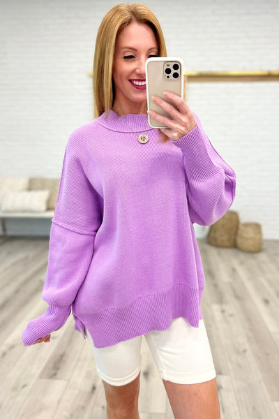 Side Slit Oversized Sweater in Lavender