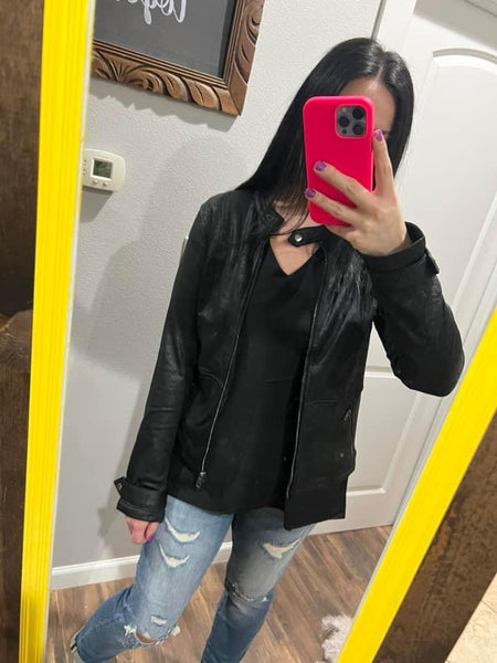 Faux Leather Racer Jacket
