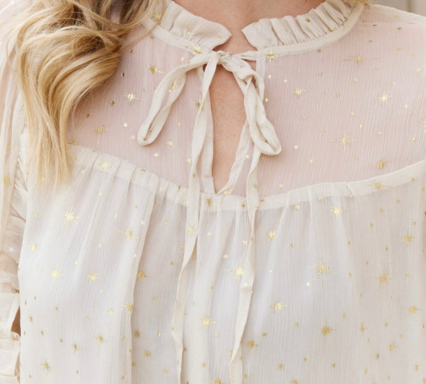 Glitter Gold Peasant Blouse