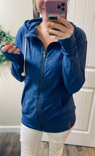 Navy Full Zip Ampersand Ave. Hoodie