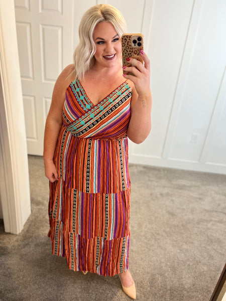Multicolor Aztec Maxi Dress