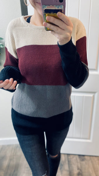 Ampersand Ave Colorblock Wine Sweater