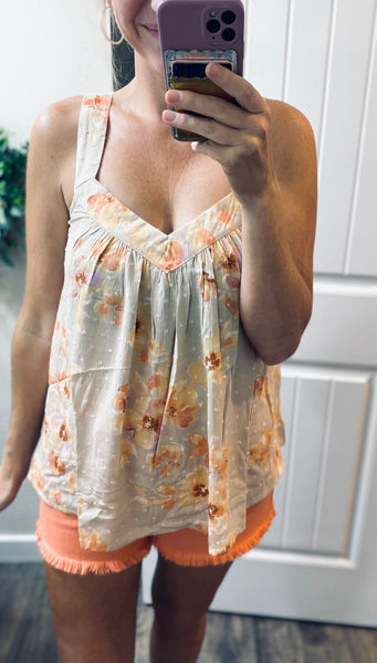 Peach Brilliant Blossom Swiss Dot Tank