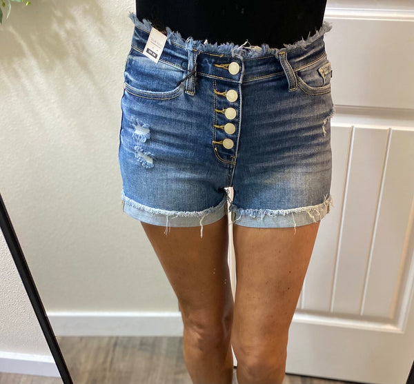 Judy Blue Buttonfly Raw Hem Shorts
