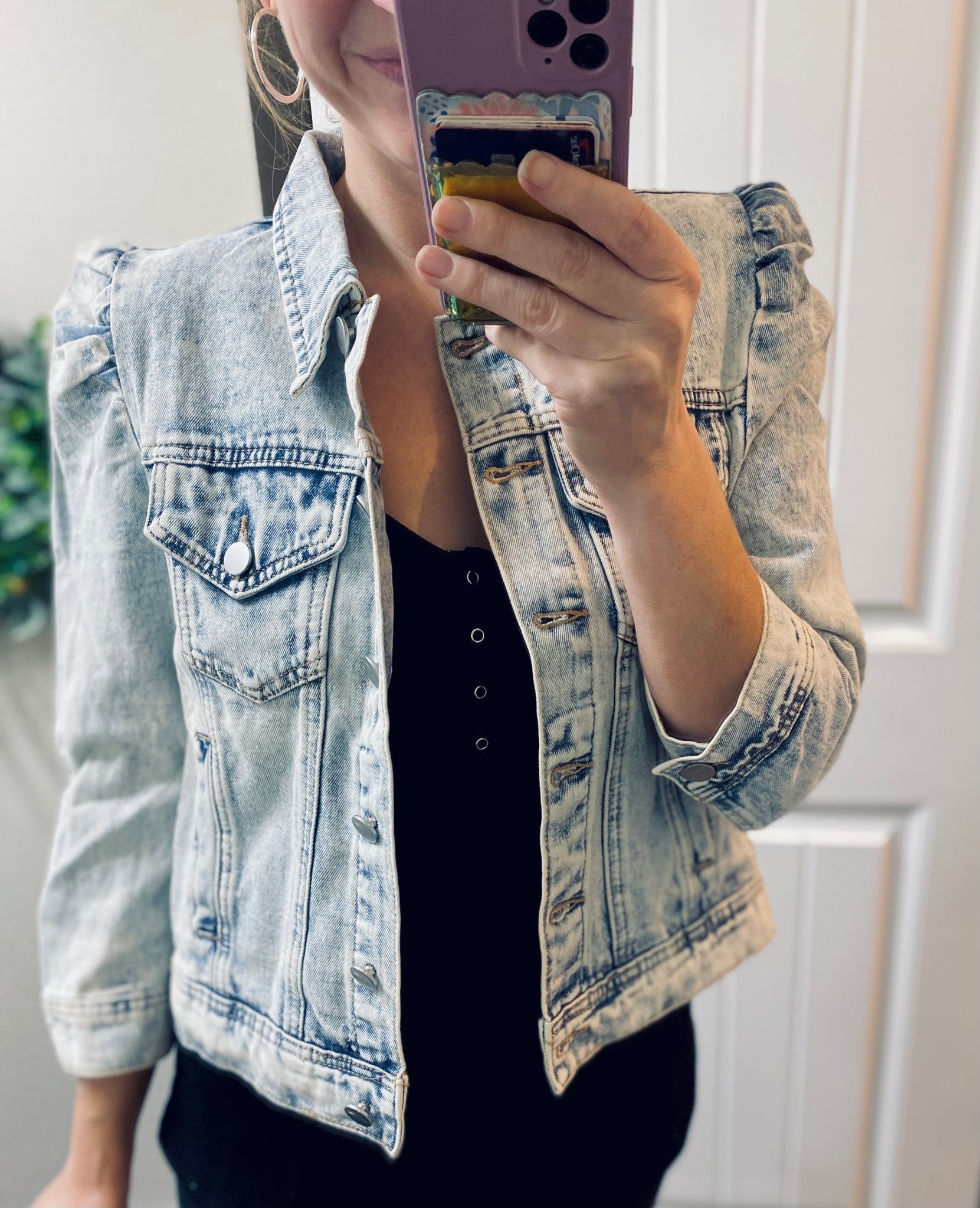 Hello Lovely Quarter Sleeve Denim Jacket Sweet Summit Boutique