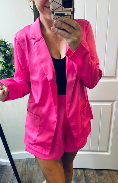 Electric Pink Blazer/Shorts Outfit