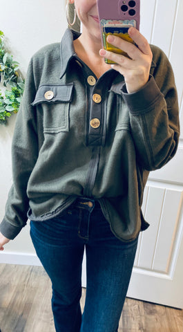 Oversized Button Pullover