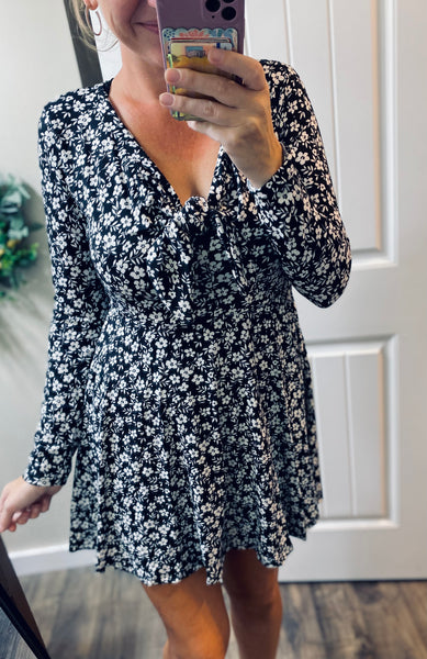 Black Floral Skort Dress