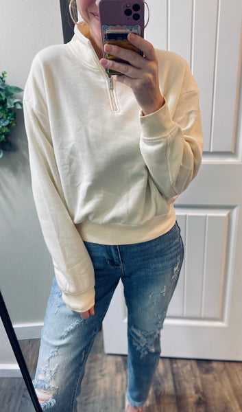 Cream 1/4 Zip Pullover