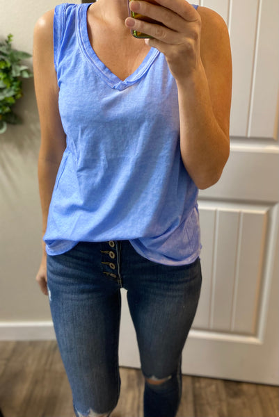 Raw Hem Sleeveless Top