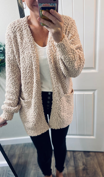 Beige Popcorn Cardigan