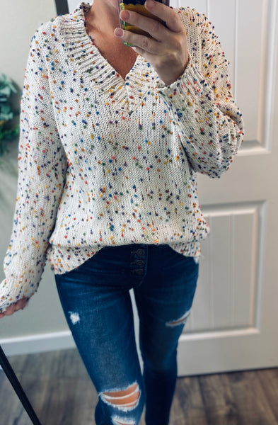 Confetti Dot V-neck Sweaters