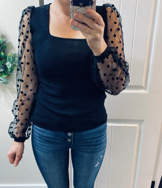 Polka Dot Square Neck Top