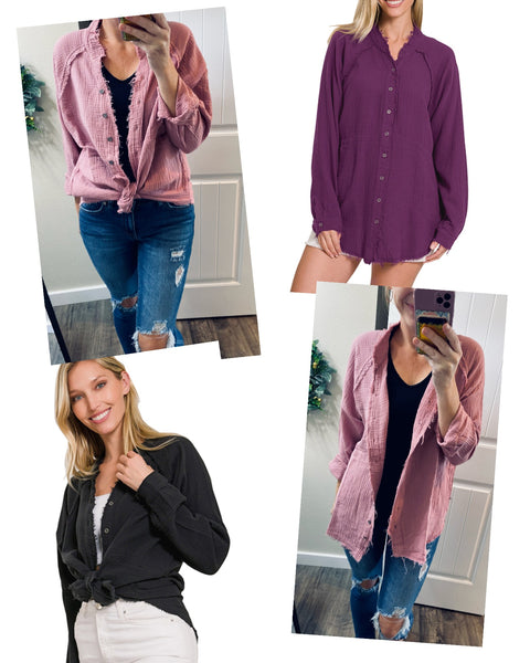 Frayed Button-Up