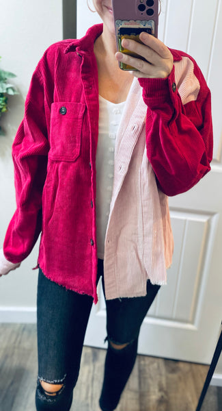 Hold My Hand Pink Colorblock Shacket