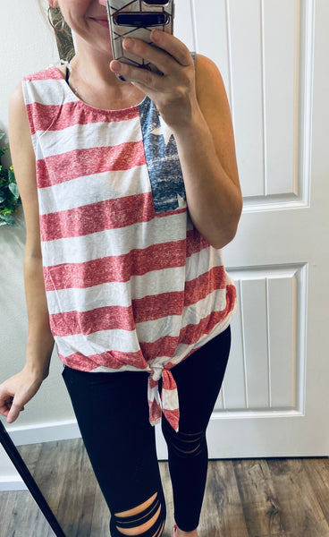 Stars and Stripes Front Tie Tank