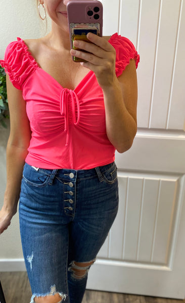 Hot Pink On/Off Sleeve Crop Top