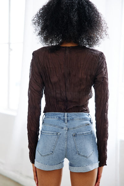 Kancan Pinstripe Distressed Buttonfly Shorts