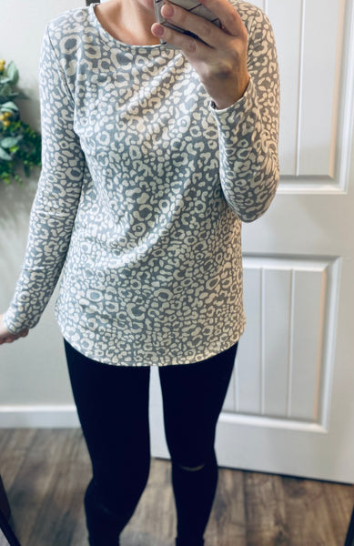 Grey Leopard Long Sleeve