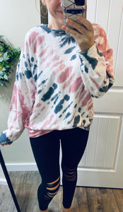 Color Contrast Tie Dye Sweater