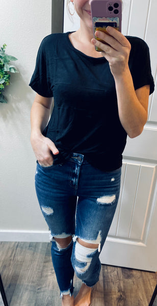 Distressed Hem Skinny Denim